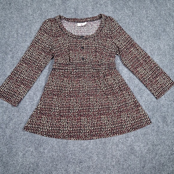 Two Hearts Maternity Tops - Two Hearts Maternity Allover Print 3/4 Length‎ Sleeve Top Size M